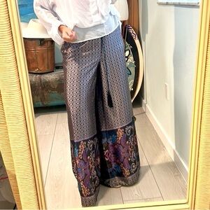 Studio EY,Palazzo Pant,Sinfully-Sexy, Silky, Elastic-Waist,Faux-Tassels, Size XL